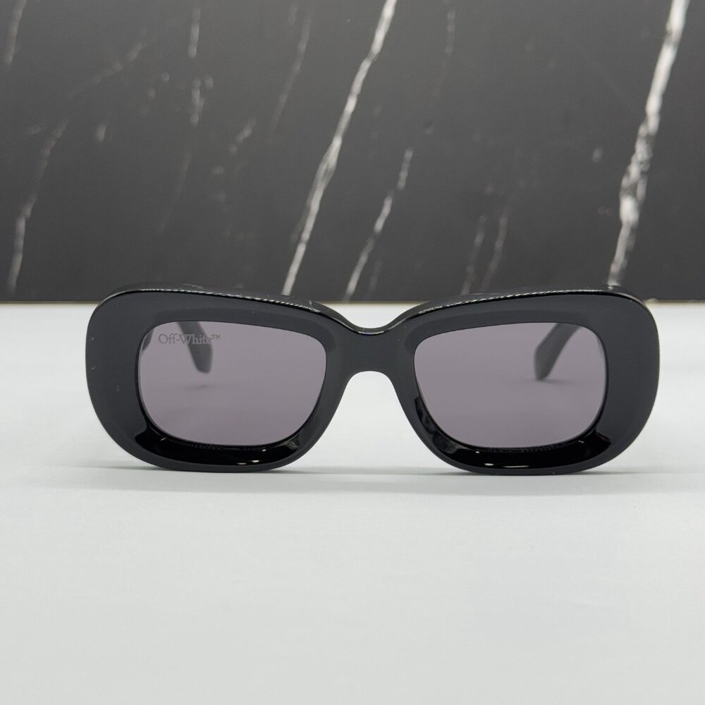 NEW OFF-WHITE CARRARA 007 BLACK OVAL UNISEX SUNGLASSES OFF-WHITE CARRARA - Picture 3 of 13